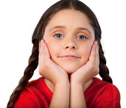 Young girl resting her head in her hands