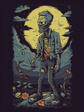 Zombie Van Gogh is alive, Halloween design