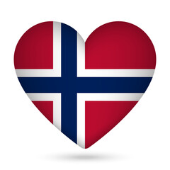 Fototapeta premium Norway flag in heart shape. Vector illustration.