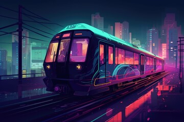 Colorful High-speed train illustration, high resolution, high-quality image, travel, lighting, colorfulness, fast travel, be on time, technology, progress.