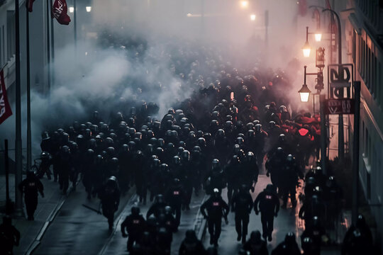 Ultras Hooligans Football Fans Mob masked and black dressed