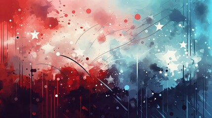 4th of_july red white blue painting banner design vector , American Flag concept. Splash Color. Generative AI