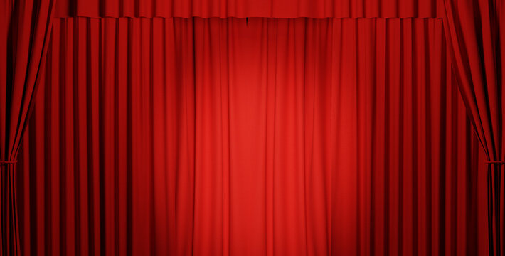 Closed red curtain using as background