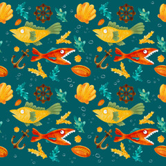 Sea theme pattern with fish