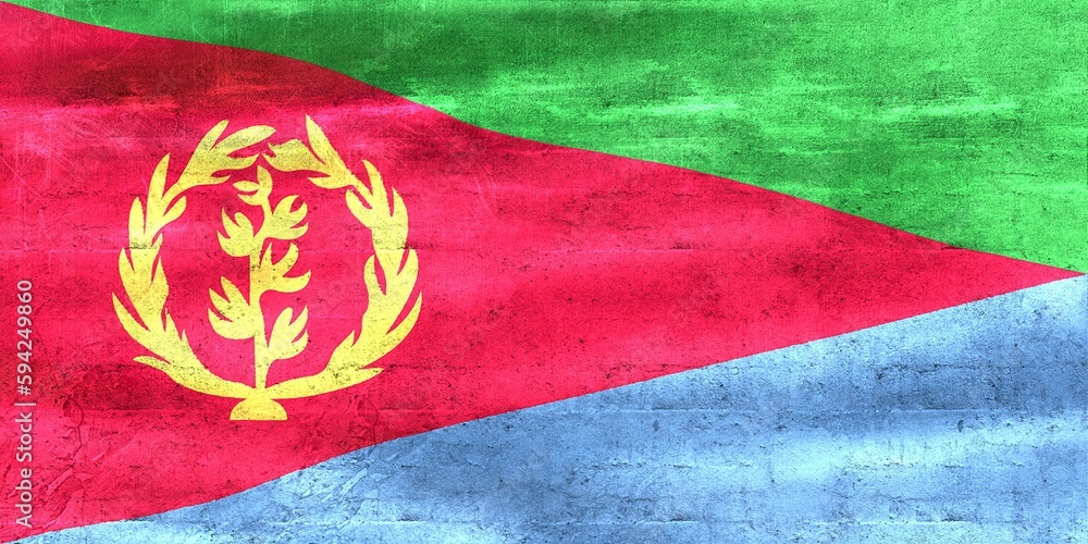 Poster eritrea flag - realistic waving fabric flag