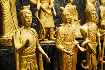 Buddhism Religion Golden Temple Image Sough-East Asian Praying Statue