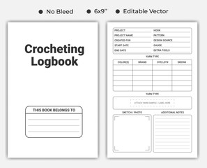 Crocheting Logbook Or Notebook, Low Content kdp Interior Template 