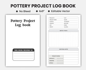 Pottery Project Log Book Or Notebook Planner. Low Content kdp Interior Template 