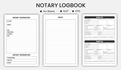 Notary Logbook Or Notebook, Low Content kdp Interior Template 