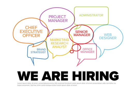 We are hiring minimalistic flyer template with bubbles and position names