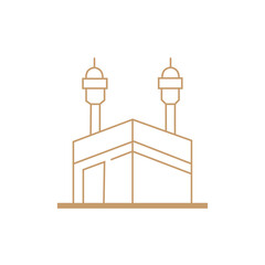 kaaba icon with simple thin line style use for islamic event, web, print or pictogram assets. illustration of hajj, umrah, ramadan kareem, ied mubarak - line vector.