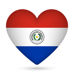Paraguay flag in heart shape. Vector illustration.