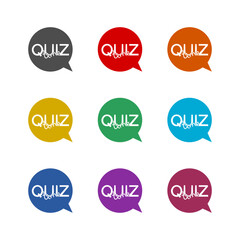 Quiz speech bubble icon isolated on white background. Set icons colorful