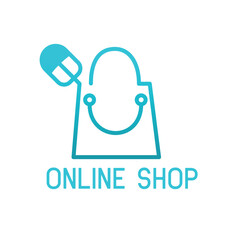 Online shopping logo on white background. vector illustration