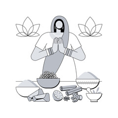 Indian cuisine abstract concept vector illustration.