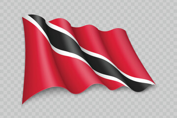 3D Realistic waving Flag of Trinidad and Tobago