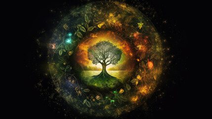 spiritual Gaia Yggdrasil tree of life - by generative ai