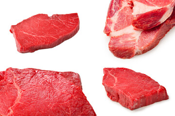 Beef steak isolated on white background.