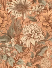 Badezimmer Foto Rückwand Vintage seamless flower pattern for tapestry, romantic texture background, generative ai © 1by1step