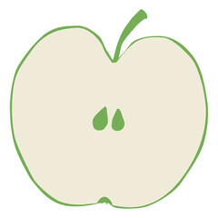 Sliced half of an apple