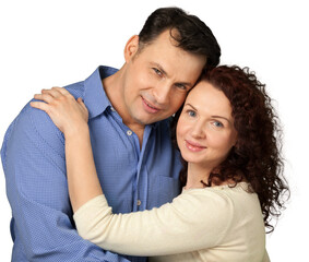 Portrait of Happy Couple Smiling, Isolated on Transparent Background