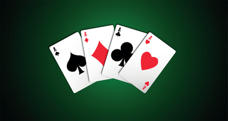 casinò, carte da poker sul tappeto verde, concetto gioco d'azzardo, croupier