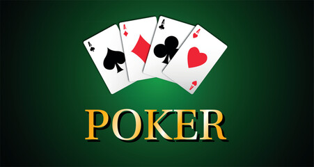 casinò, carte da poker con fiche sparse sul tappeto verde, concetto gioco d'azzardo, croupier