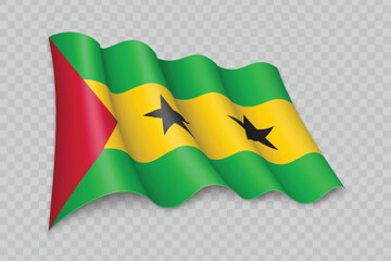 3D Realistic waving Flag of Sao Tome and Principe