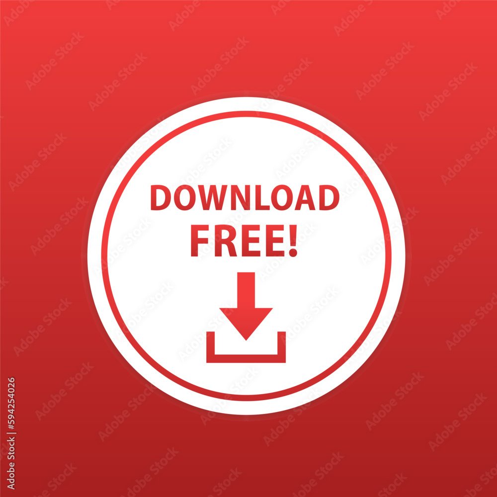Poster free download. button for banner sites, web button isolated on red background. save cloud icon push 