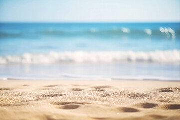Fototapeta na wymiar Beach Landscape with Sunlight and Sea blur Background