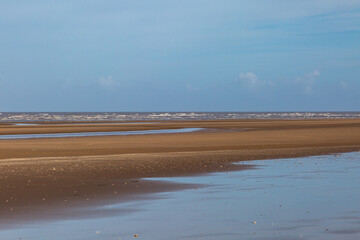 A view out to sea, at Formby beach on the Merseyside coast