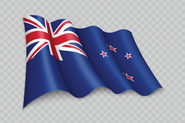 3D Realistic waving Flag of New Zealand