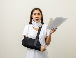 Depressed upset woman suffering from pain with bill payment No money to pay for medical care....