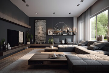 Obraz na płótnie Canvas Elegant, modern and comfortable living room interior design 