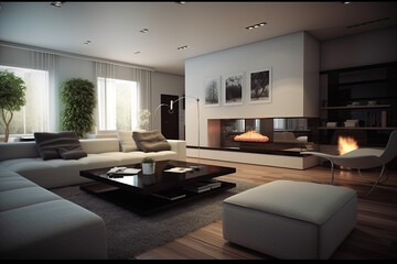 Naklejka na ściany i meble Elegant, modern and comfortable living room interior design 