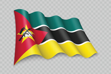 3D Realistic waving Flag of Mozambique