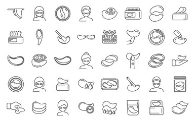 Eye patches icons set outline vector. Cream product. Mask age