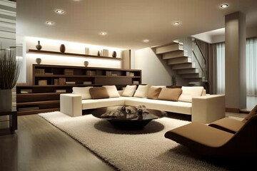 Fototapeta na wymiar Elegant, modern and comfortable living room interior design 
