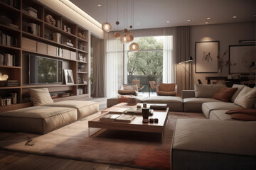 Elegant, modern and comfortable living room interior design	
