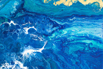 Texture, blue background with white and gold elements. Copy space, background for text.