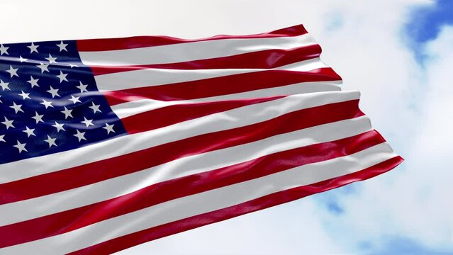 Waving American Flag Close-up Ribbon. USA Flag Video 4K, 3D. Video American Flag for 4th of July, USA Independence Day, US, American Election, Veterans Day, America, Labor, USA Memorial Day