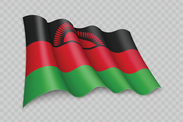 3D Realistic waving Flag of Malawi