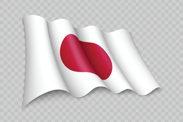 3D Realistic waving Flag of Japan