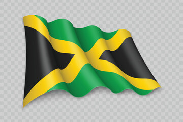 3D Realistic waving Flag of Jamaica