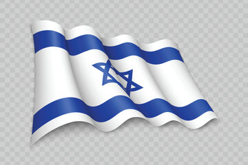 3D Realistic waving Flag of Israel