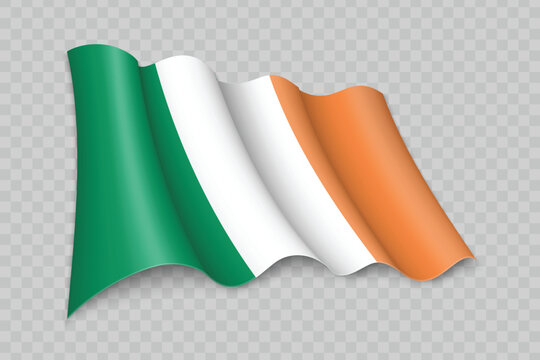 3D Realistic waving Flag of Ireland
