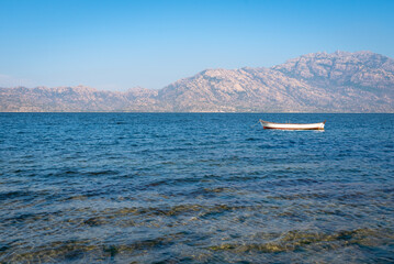 Fishing boat at Bafa lake, Mugla Milas Turkey