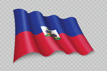3D Realistic waving Flag of Haiti
