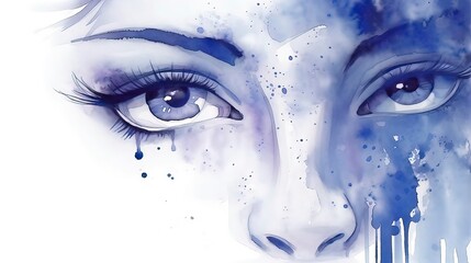 Abstract woman eye watercolor splash art beautiful graphic