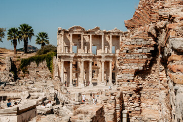 The ruins of the Library of Celsius in the ancient city of Ephesus. The most visited ancient city in Turkey. Selcuk, Izmir Turkey